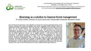 Prochain Séminaire : « Les bioénergies comme solutions pour améliorer la gestion forestière », Pr Alexis Achim